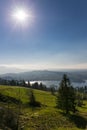 View to Zugersee ans Swiss Alps from Zugerberg, Switzerland Royalty Free Stock Photo