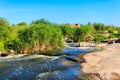 View of Tokovsky waterfalls on the Kamenka river in Dnipropetrovsk region, Ukraine