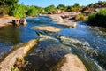 View of Tokovsky waterfalls on the Kamenka river in Dnipropetrovsk region, Ukraine