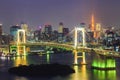 View of Tokyo Bay , Rainbow bridge and Tokyo Tower Royalty Free Stock Photo