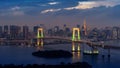 View of Tokyo cityscape and Rainbow bridge at night in Japan Royalty Free Stock Photo