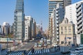 View of Tokyo Tower and a busy street in Japan Royalty Free Stock Photo