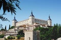 View of Toledo Castle, old town in Spain. Retro, vintage photo style Royalty Free Stock Photo