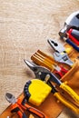 View toolbelt with construction tools nippers Royalty Free Stock Photo