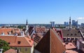 View from Toompea hill across the orange tiled roofs of the medieval old town quarter. Tallinn, Estonia Royalty Free Stock Photo