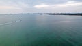 the view from the top of the banana boat in the sea of ??Malacca strait, the light beach of Port Dickson, state nine, Malaysia Royalty Free Stock Photo