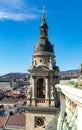 View from top on Budapest. Tower with clocks