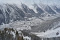 View from the top of the Cable car to Mont Blanc, Snowy Chamonix Mont Blanc