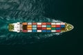 view Top view of cargo ship at sea with vast empty space Royalty Free Stock Photo