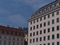 View of the top of characteristic old buildings in the historic center of Vienna, capital of Austria.