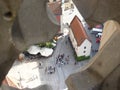 View from the top of the church tower to the old townhouse next to Market Square in Wroclaw. Hansel tenement house. Royalty Free Stock Photo