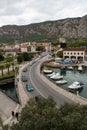 View from the top of the city to the houses water yachts Royalty Free Stock Photo