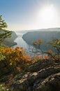 View from the top of the cliffs of Djerdap gorge to river Danube Royalty Free Stock Photo