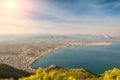 View from the top of the Corinth isthmus and the resort town of Loutraki, Corinthia, Greece