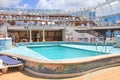 View on top deck with swimming pool on Crown Princess ship