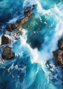 Symmetrical Seascape: A Young Pisces\' Aerial View of Crashing Wa
