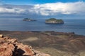 View from the top of Eldfell volcano crater. Heimaey Island, Vestmannaeyjar, Iceland.