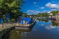 A view from the top of the Five Locks network on the Leeds, Liverpool canal at Bingley, Yorkshire, UK