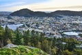View from the top of Floyen on Bergen in norway, beautiful sunset Royalty Free Stock Photo