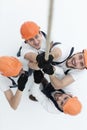 View from the top.a group of workers pulling a rope Royalty Free Stock Photo