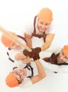 View from the top.a group of workers pulling a rope Royalty Free Stock Photo