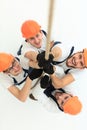 View from the top.a group of workers pulling a rope Royalty Free Stock Photo