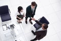 View from the top.the handshake business partners at a business meeting Royalty Free Stock Photo