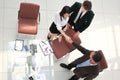 View from the top.the handshake business partners at a business meeting Royalty Free Stock Photo