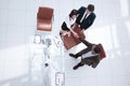 View from the top.the handshake business partners at a business meeting Royalty Free Stock Photo