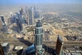 View from the top of the highest tower in the world Burj Khalifa on Dubai Downtown Royalty Free Stock Photo