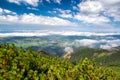View from top of the hill Sivy vrch in Western Tatras at Slovakia through inversion. Beautiful summer mountain landscape Royalty Free Stock Photo