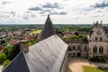 A view from the top of the historic Bentheim castle in the background visible city, largest castle in Northern Germany.