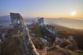 Jelenec castle ruins during sunrise Royalty Free Stock Photo