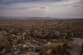 The view from the top, the landscape from the fortress of Uchisar. Cappadocia, Nevsehir province, Turkey Royalty Free Stock Photo