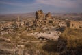 The view from the top, the landscape from the fortress of Uchisar. Cappadocia, Nevsehir province, Turkey Royalty Free Stock Photo