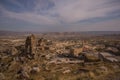 The view from the top, the landscape from the fortress of Uchisar. Cappadocia, Nevsehir province, Turkey Royalty Free Stock Photo