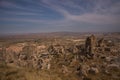 The view from the top, the landscape from the fortress of Uchisar. Cappadocia, Nevsehir province, Turkey Royalty Free Stock Photo