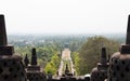 View from the top level of Borobudur temple, Java, Indonesia