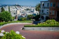 SAN FRANCISCO, CALIFORNIA: View from the top of Lombard Street, the crookedest street in San Francisco