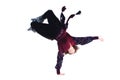 View from the top.male dancer performs solo in a Gypsy dance
