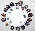 View from the top.meeting business partners for round - table. Royalty Free Stock Photo