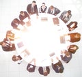 View from the top.meeting of shareholders of the company at the round - table.