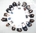 View from the top.meeting of shareholders of the company at the round - table. Royalty Free Stock Photo