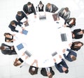 View from the top.meeting of shareholders of the company at the round - table.