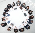 View from the top.meeting of shareholders of the company at the round - table. Royalty Free Stock Photo