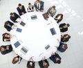 View from the top.meeting of shareholders of the company at the round - table.