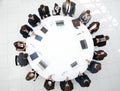View from the top.meeting of shareholders of the company at the round - table. Royalty Free Stock Photo