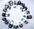 View from the top.meeting of shareholders of the company at the round - table. Royalty Free Stock Photo