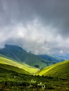 View from a top of the mountain on a cloudy day