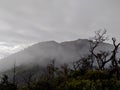 view of the top of the mountain when it is foggy on Mount Ijen Indonesia